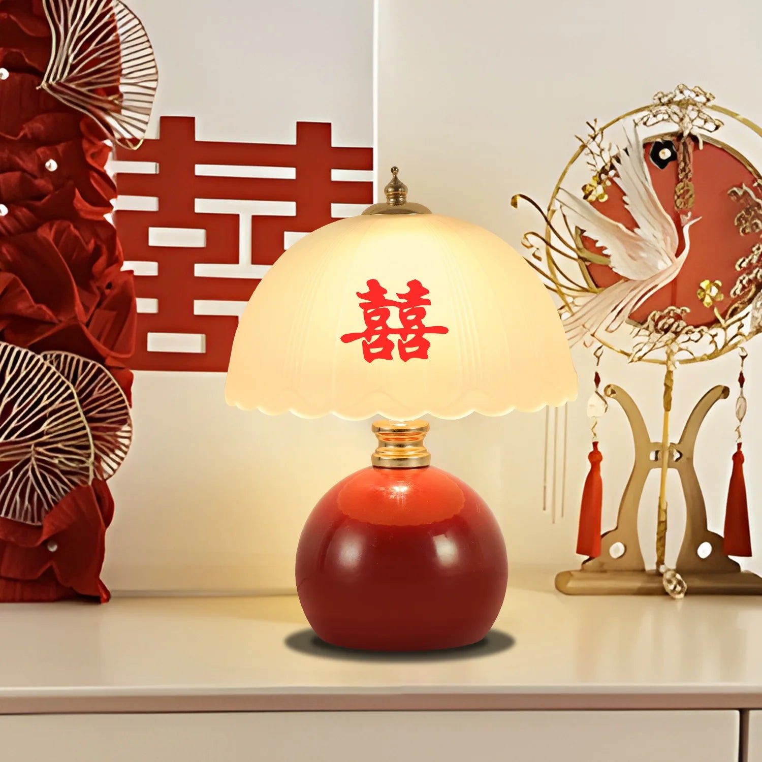 Red LED Table Lamps Bedside Lamps for The Wedding Room A Pair of Bride's Dowry Lamps As Festive Gifts for The Newlyweds Oasis Select