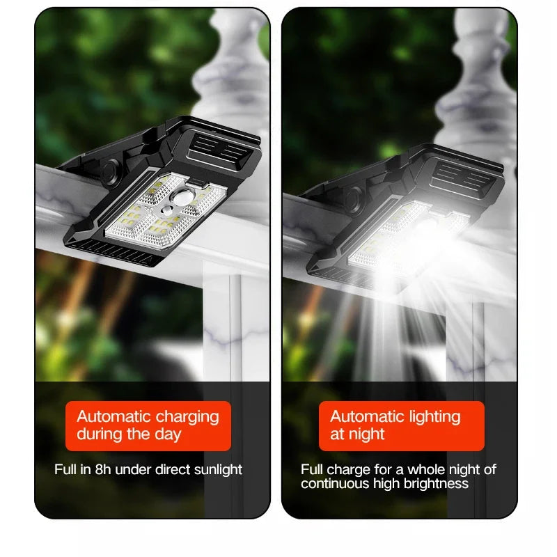 1PCS Solar Sensor Motion Light Outdoor Clip on Lawn Lamp Waterproof Work Light Camping Household Garden Lighting Courtyard Lamp Oasis Select
