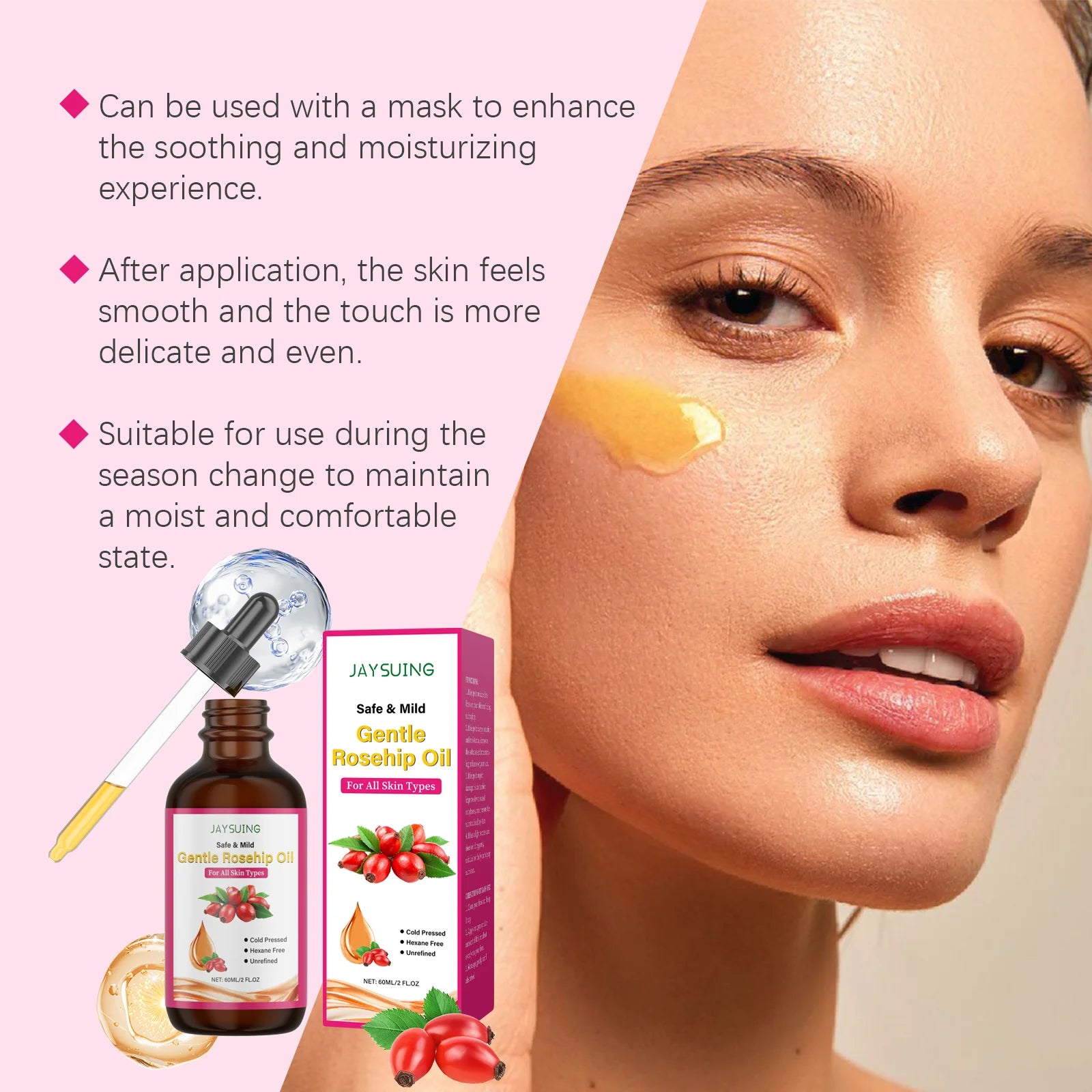 Rose Fruit Seed Facial Oil Reduce Fine Lines Repair Damaged Barriers Relieve Dryness Shrink Pores Nourishment Face Treatment Oil Oasis Select