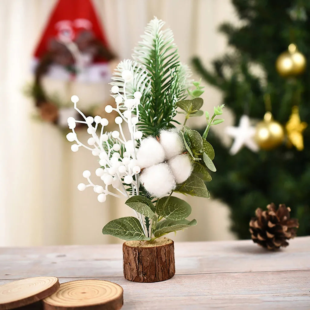 Mini Artificial Christmas Tree – Tabletop Decor, Berries & Pine Cones Tabletop Christmas Tree Oasis Select 35cm White