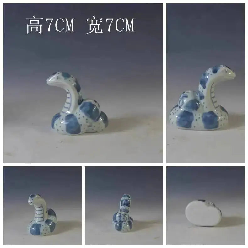 Porcelain Republic Of China Style Blue And White Zodiac Inkstone Tea Pet Study Room Desk Ornament Oasis Select Snake