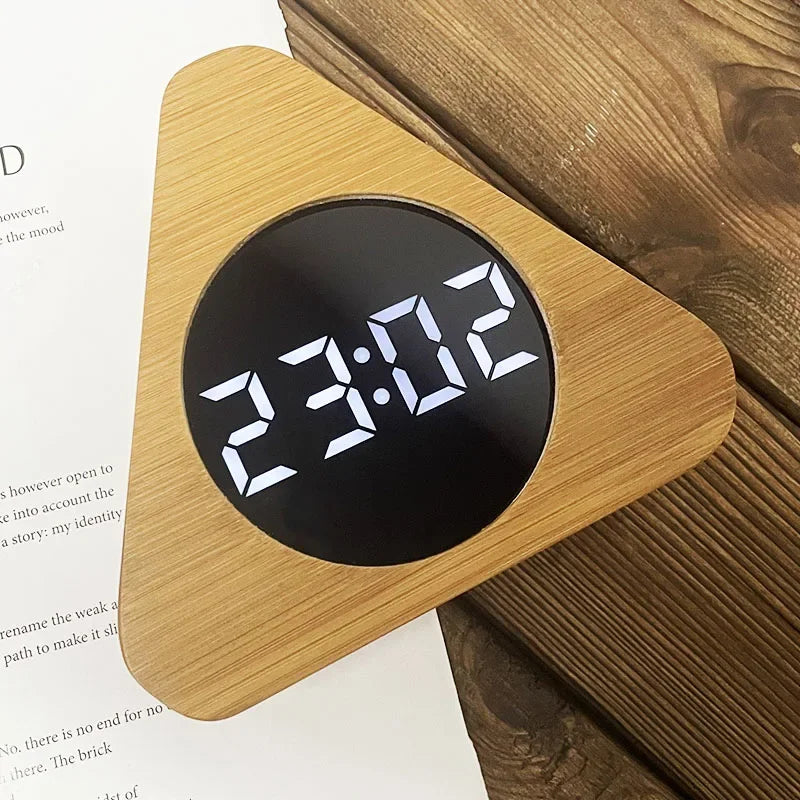 Wood-grain Electronic Desktop Clock Alarm Clock Living Room Retro Digital Log Smart Desk Clock Oasis Select K Plugged In
