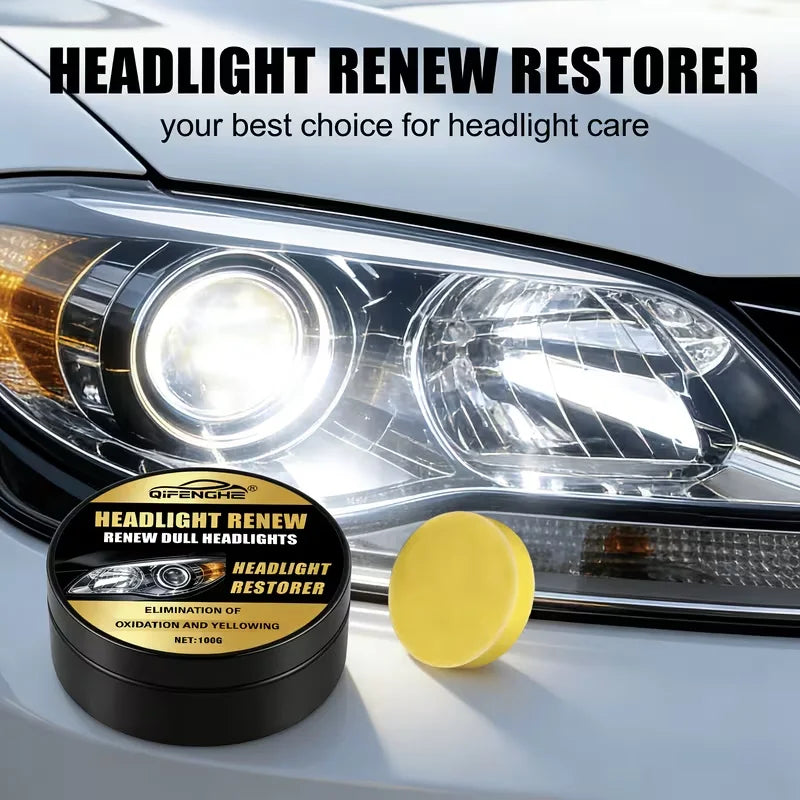Headlight Restorer Polish Eliminate Oxidation Yellowing Remove Scratches Headlight Lens Renew Cleaner with Sponge Pad UV Protect Oasis Select