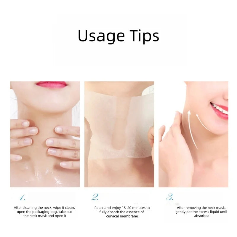 Sadoer Hyaluronic Acid Collagen Neck Mask – 10 Pcs Set Neck Sheet Mask Oasis Select