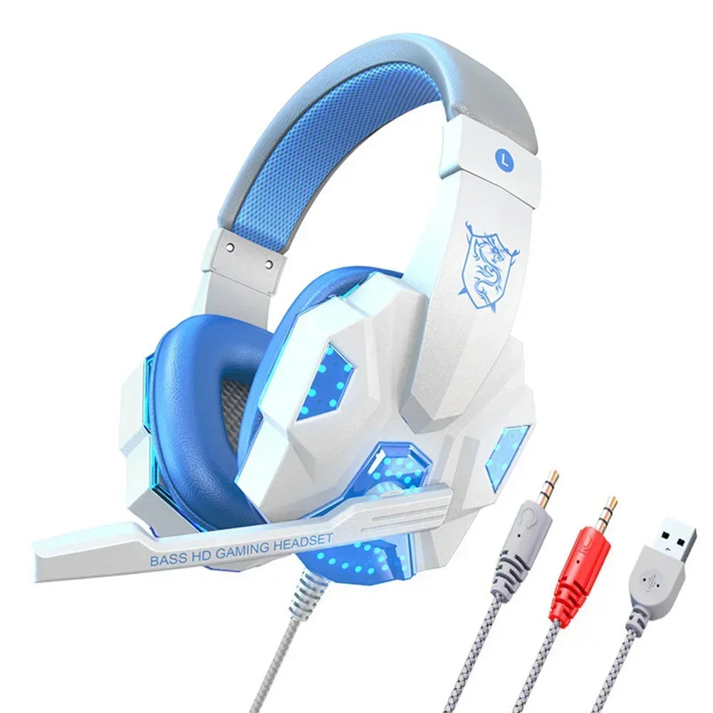 Creative Wired Gaming Headphones High Quality Microphone Led Light Bass Stereo PC Gaming Headset For Computer PS4 PS5 Xbox Oasis Select White (Not for PS)