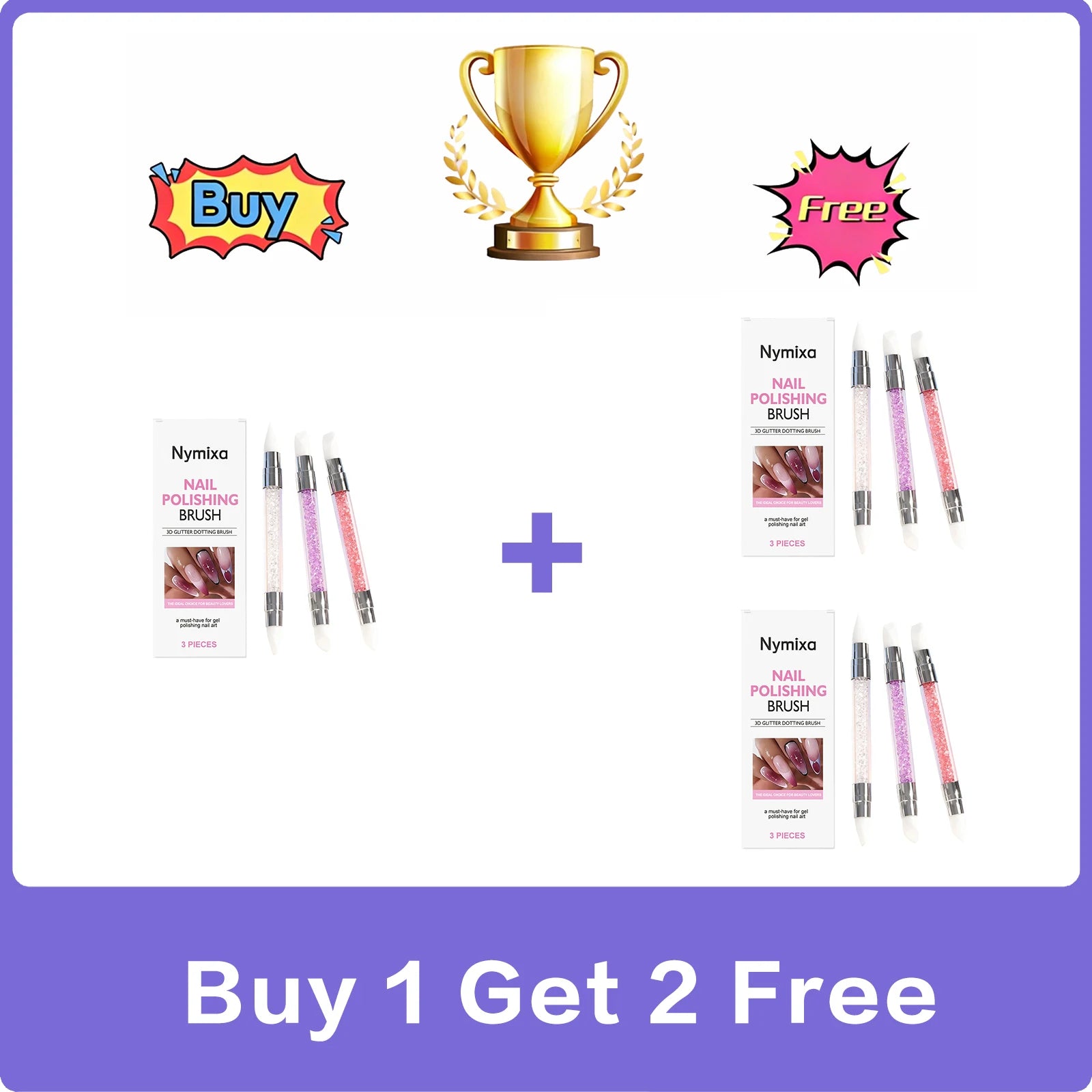 Nymixa 3-Pc Dual Head Silicone Nail Art Pen – Glitter & Dotting Nail Art Pen Set Oasis Select buy 1 free 2