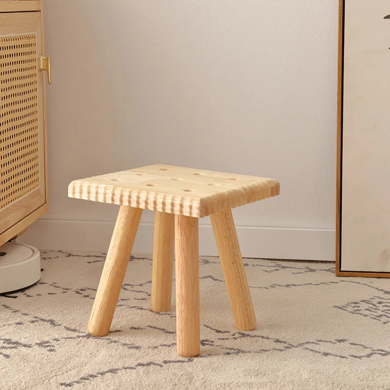 Nordic home living room solid wood small stool entrance shoe change bedroom sofa bench low stool pedal coffee table square stool Oasis Select