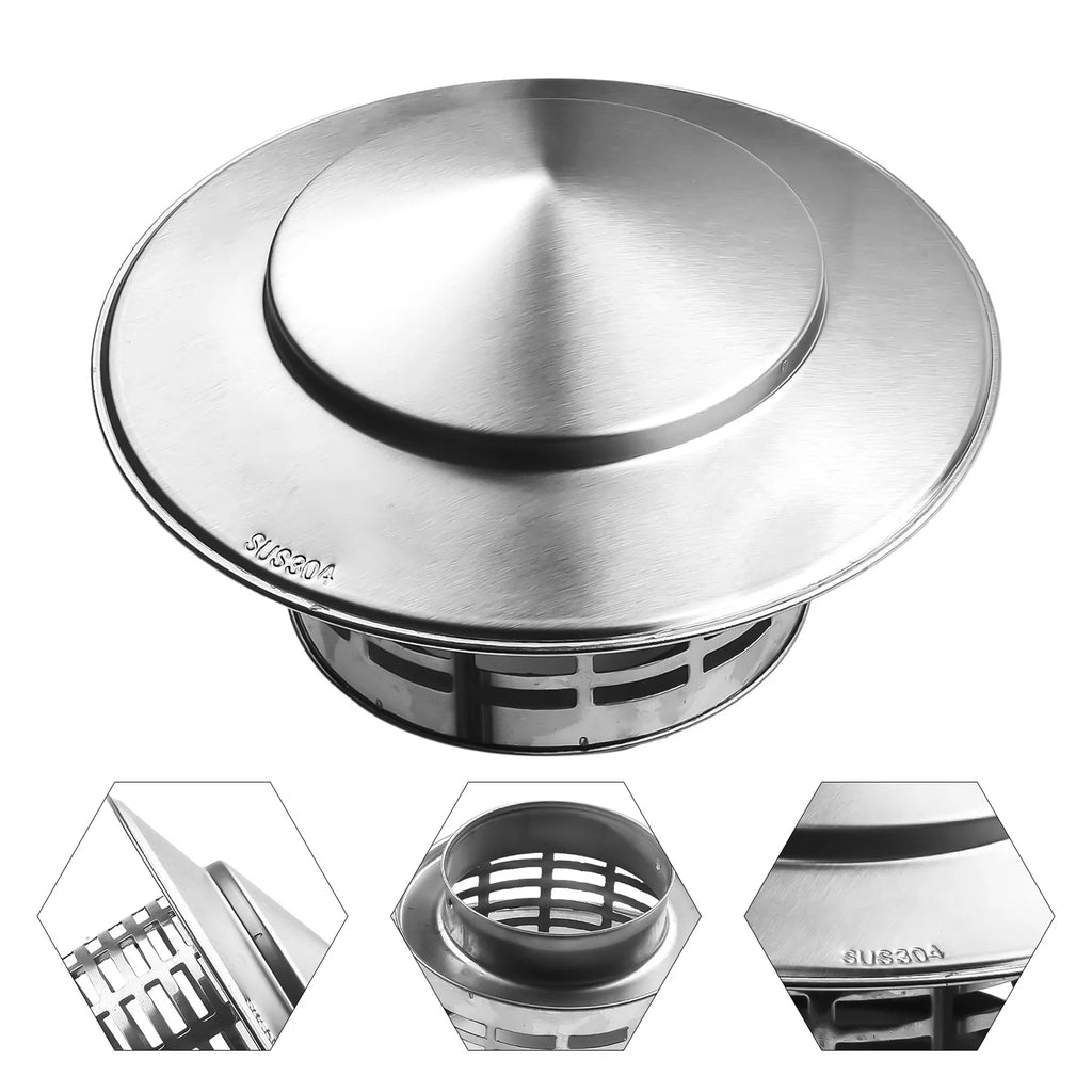 75/200mm Stainles Steel Chimney Cap For Exterior Wall Roof Pipe Exhaust Vent Chimney Exhaust Hood Silver Chimney Cover Oasis Select
