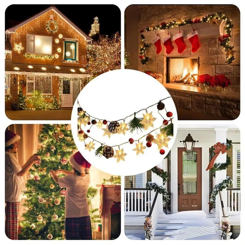 WISH 20 Leds Snowflake String Fairy Lights Battery Powered Christmas Tree Holiday Garland New Year Bedroom Decoration Oasis Select