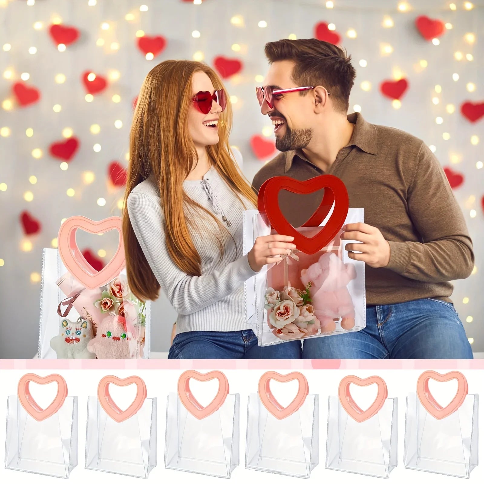 6/12/24 gift bags, high-end heart-shaped handle bag holiday tote bags for parties, New Year weddings Valentine's Day, Christmas Oasis Select
