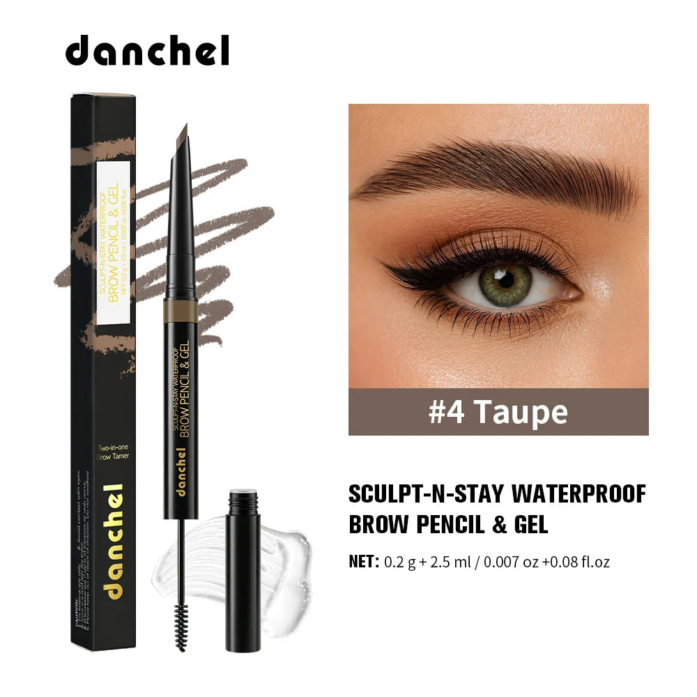 2 IN 1 Waterproof Brow Pencil & Gel Sweat Resistant Long Lasting Eyebrow Makeup Natural Smudge Proof Lifting Eyebrow Cosmeti Oasis Select 04 Taupe