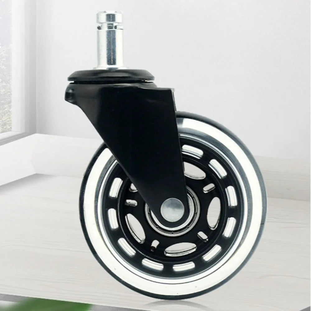 Office Rubber Chair Casters Replacement, 3/2.5 Inch Heavy-Duty Computer Gaming Desk Caster Wheels Smooth & Safe Rolling For Oasis Select