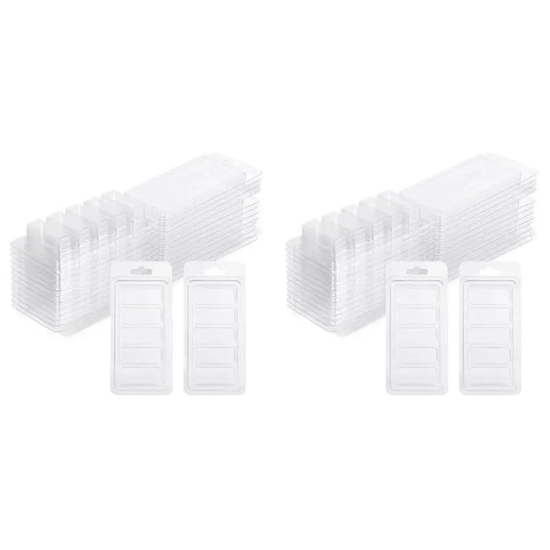 LIKE WISH 100 Pcs Wax Melt Containers, 5-Cavity Wax Melt Clamshell Molds,Clear Empty Plastic Wax Melt Mold For DIY Candles Makin Oasis Select Transparent