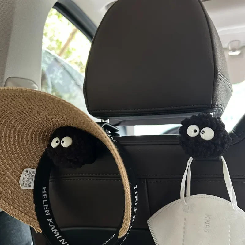 Cute Little Coal Ball Car Seat Back Hook Storage Car Headrest Organizer Food Bag Handbag Car Decoration Clothes Hanger Oasis Select