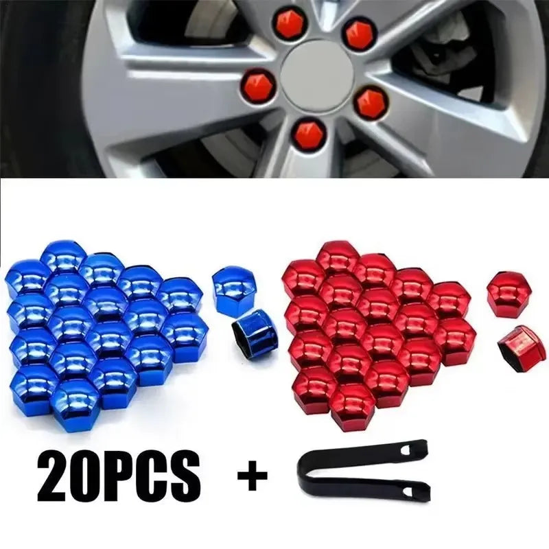 20/40/60Pcs 17mm Car Wheel Nut Caps Auto Hub Screw Cover Bolt Rims Exterior Decoration Special Socket Protection Dust Proof Oasis Select