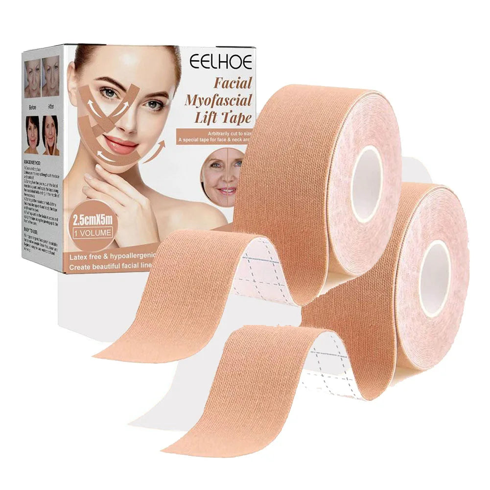 2 Rolls Facial Myofascial Face Lift Tape, Face Tape For Castor Oil, Breathable Face Lifting Patches For Firming Tightening Skin Oasis Select