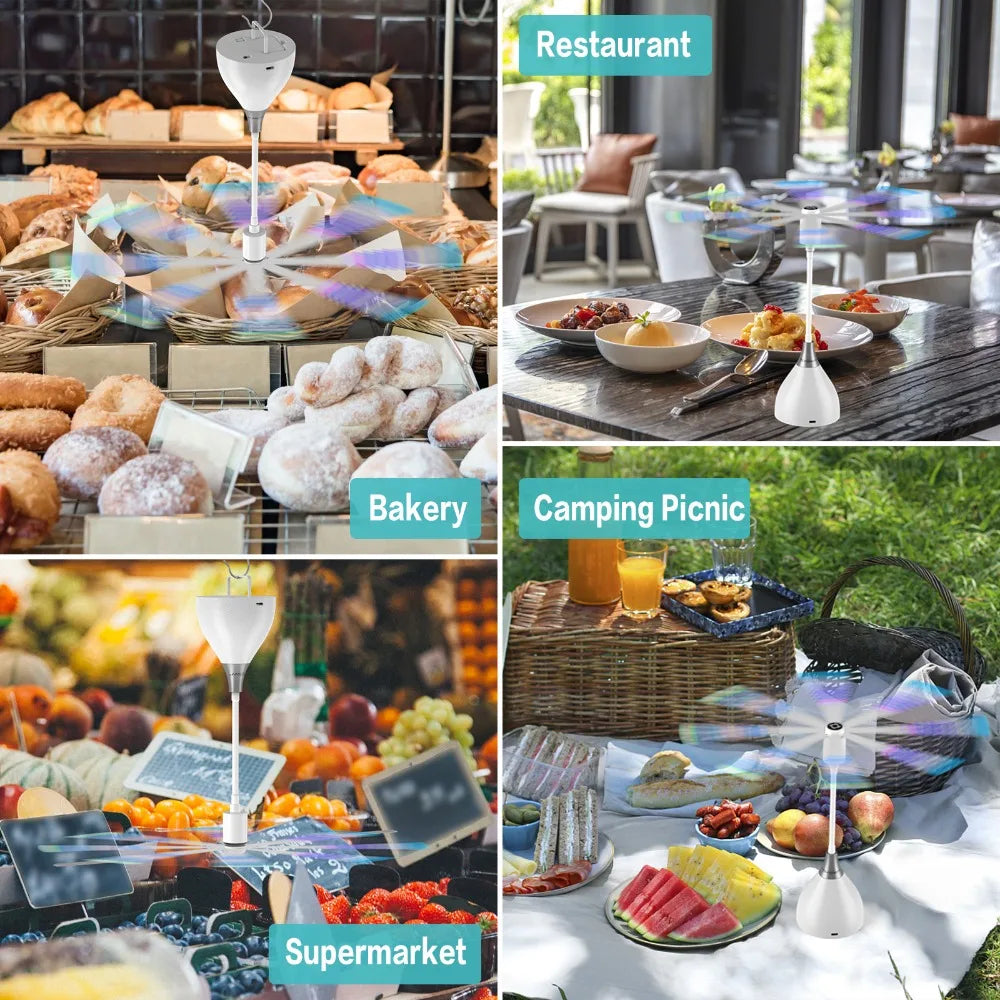 Fly Fans for Tables, Fly Repellent Fan with Soft Blades, USB or Batteries Powered, Soundless and Portable, for Picnic BBQ Party Oasis Select