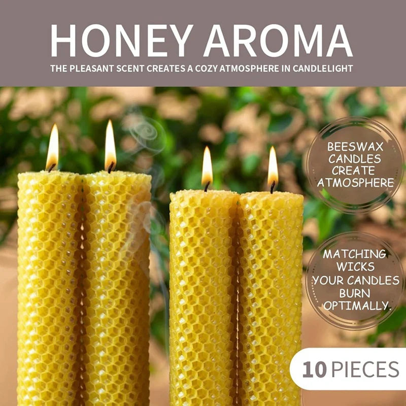 WISH 10 Pieces 100% Natural Beeswax Candle Making Kit, Honeycomb Texture DIY Beeswax Candle Craft Set Oasis Select