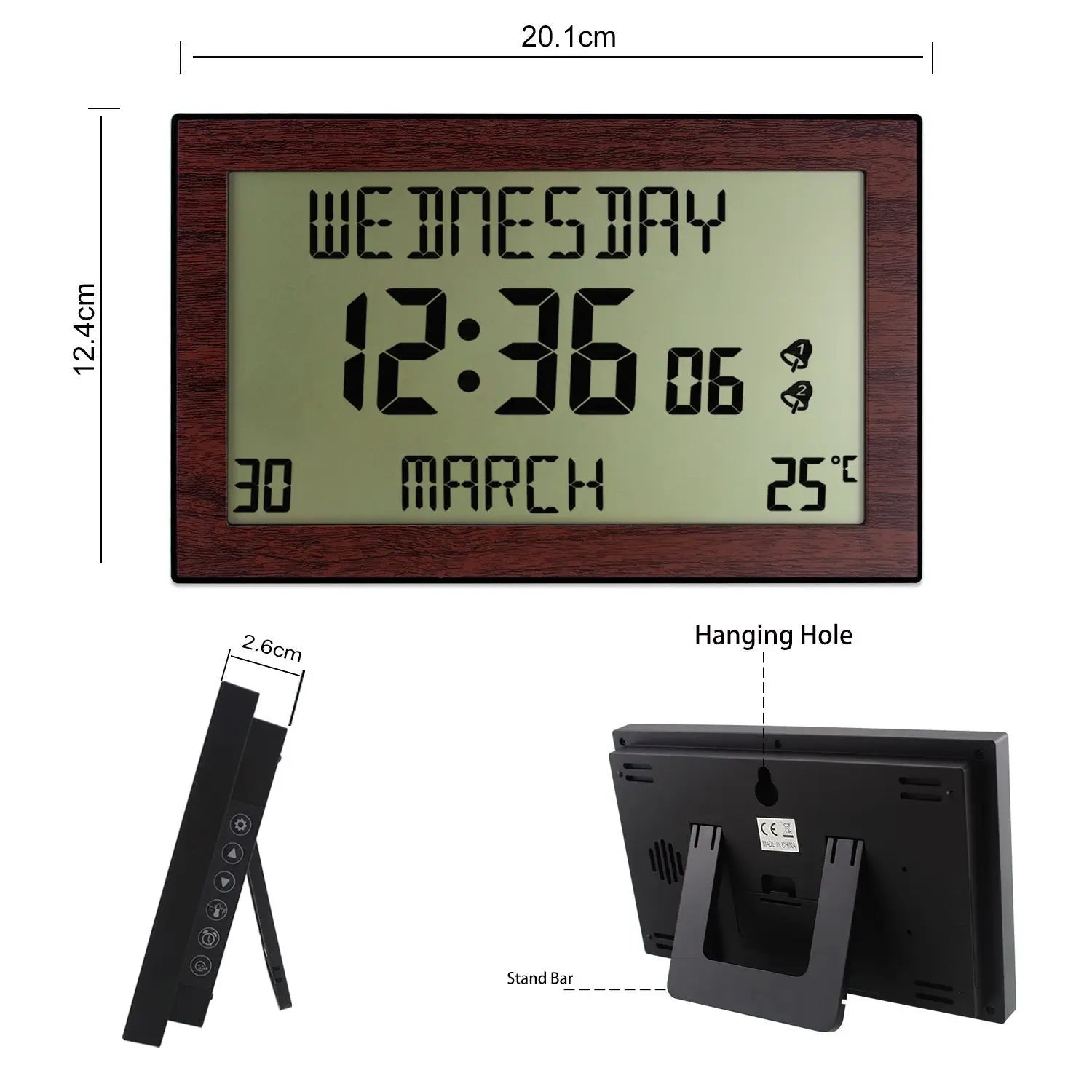 LCD Digital Alarm Clock – Time, Date & Temp | Desk & Travel