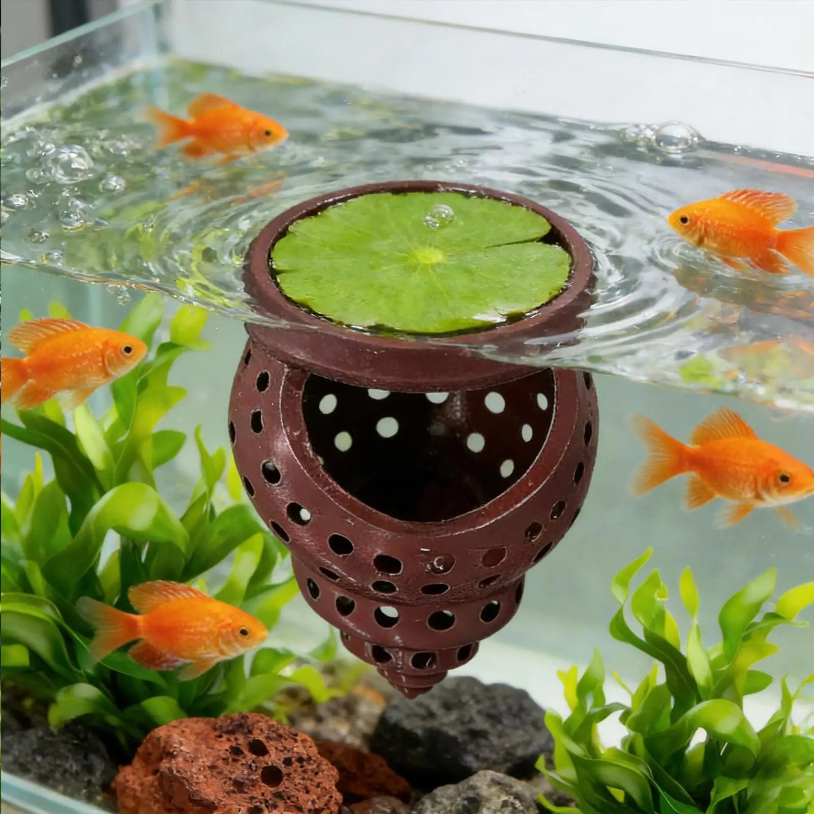 Aquarium Floating Cave Fish Shrimp Hideout Shelter Hammock Feeding Ring Resting Spot for Betta Small Aquatic Pet supplies Oasis Select