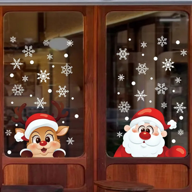 Christmas Static Stickers Door Layout Decorative Painting Window Display Flower Stickers Festive Atmosphere Decoration Oasis Select