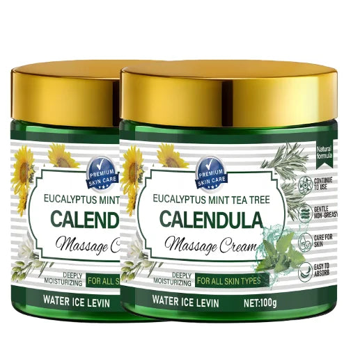 Eucalyptus Mint Tea Tree Calendula Massage Cream with Retinol & Niacinamide - Soothing Body Care Oasis Select green 100g