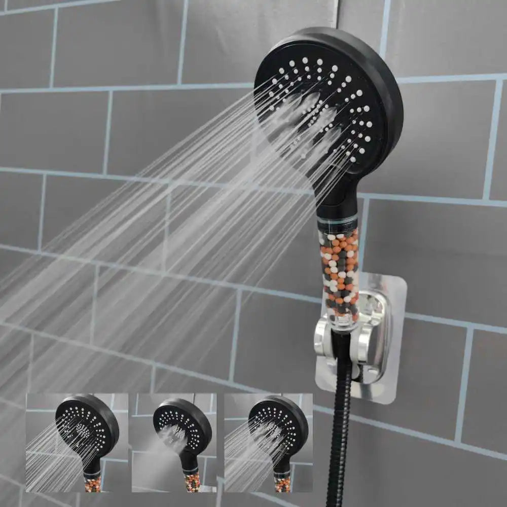 New Excellent Super Boost Black 3 Modes SPA Shower Head Water Saving Rainfall Anion Filter Big Flow Shower Bathroom Accessories Oasis Select Clear Shower A