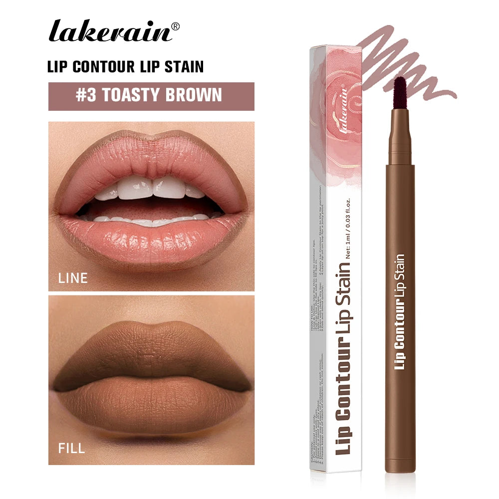 ibcccndc 2-in-1 Waterproof Lip Liner & Stain | Ultra Pigmented Lip Liner & Stain Oasis Select 3Toasty Brown