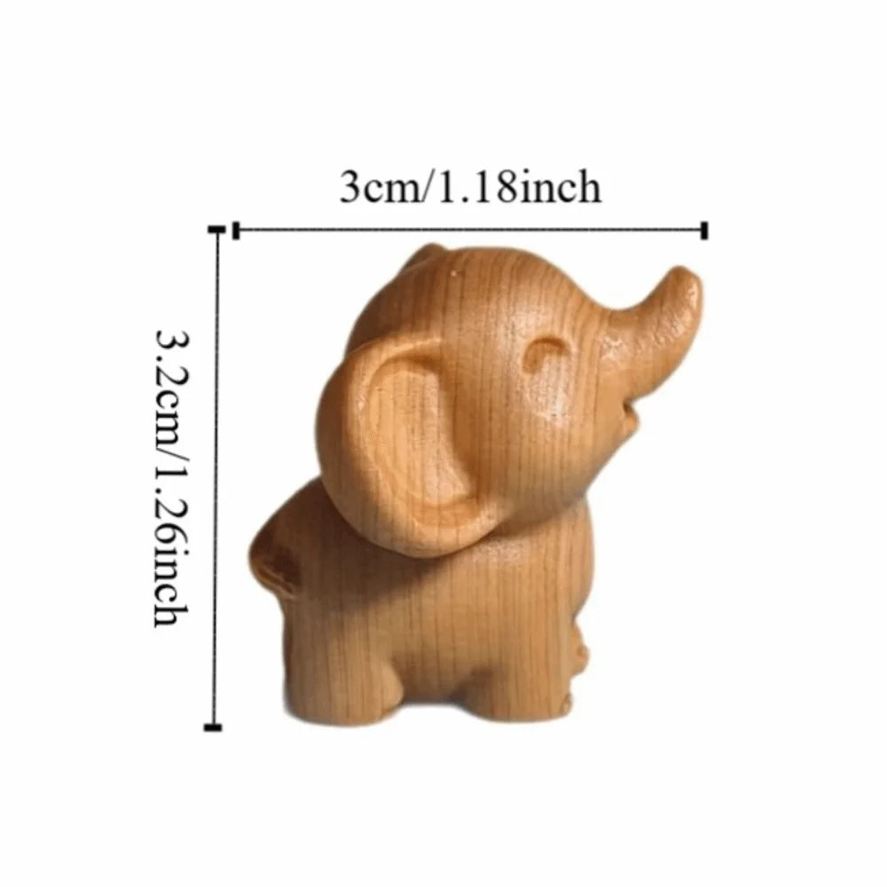 Hand-Carved Wooden Elephant Figurine | Mini Tabletop Ornament
