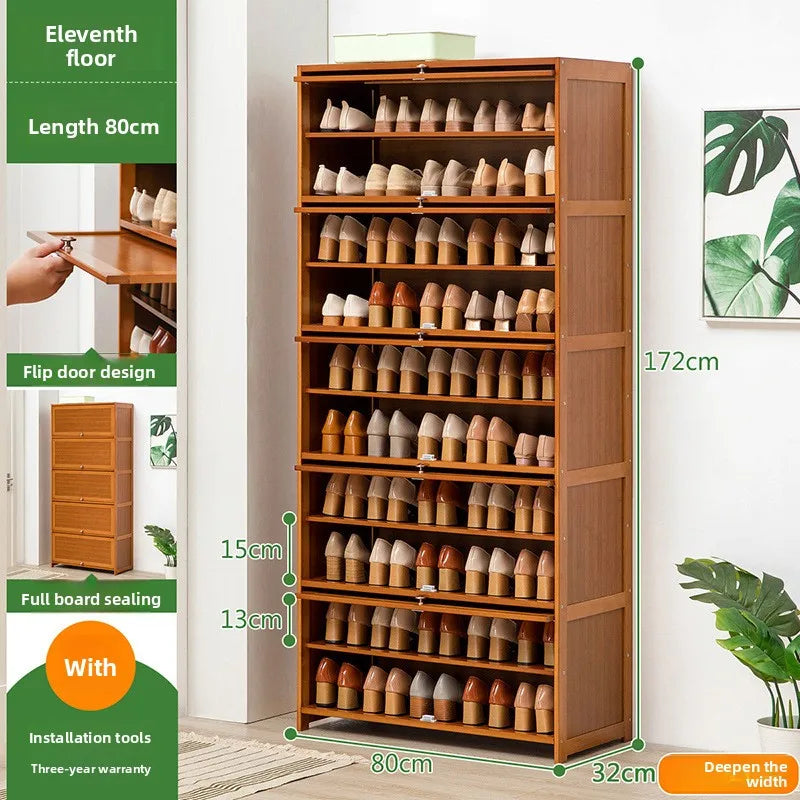 Shoe cabinet storage rack household modern door large capacity simple space saving ultra-thin solid wood Oasis Select Eleven floors 80