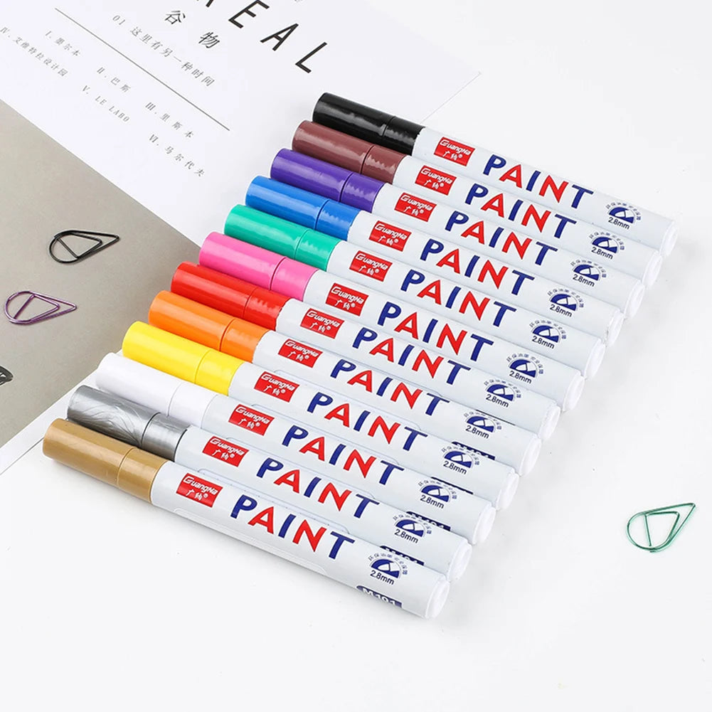 Oil Based Paint Markers – 12-Color Waterproof Fine Tip Set Paint Marker Set Oasis Select