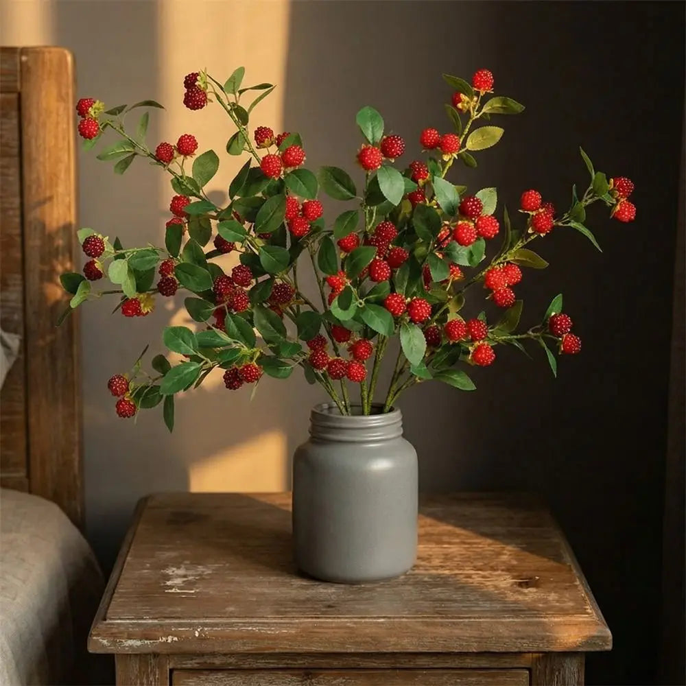 Realistic Artificial Raspberry Branch | Faux Fruit Décor 65cm Artificial Flower Branch Oasis Select