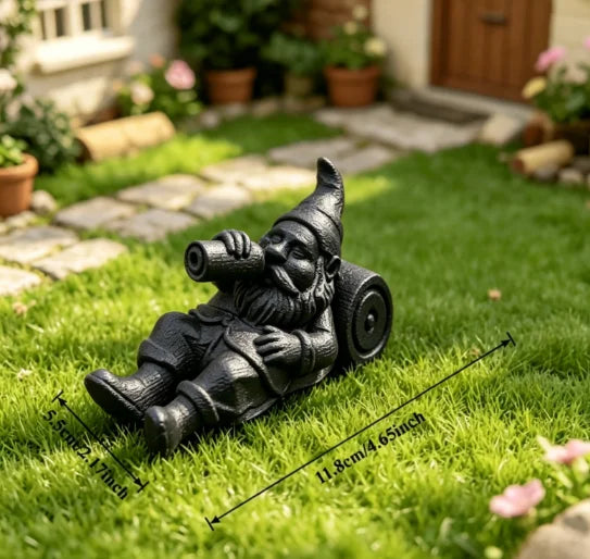 Lazy Drinking Garden Gnome Figurine Whimsical Statue Reclining Gnome with Bottle Ornament for Yard Patio Bonsai Home Decor Gifts Oasis Select Drinking Black 11.8x5.5cm