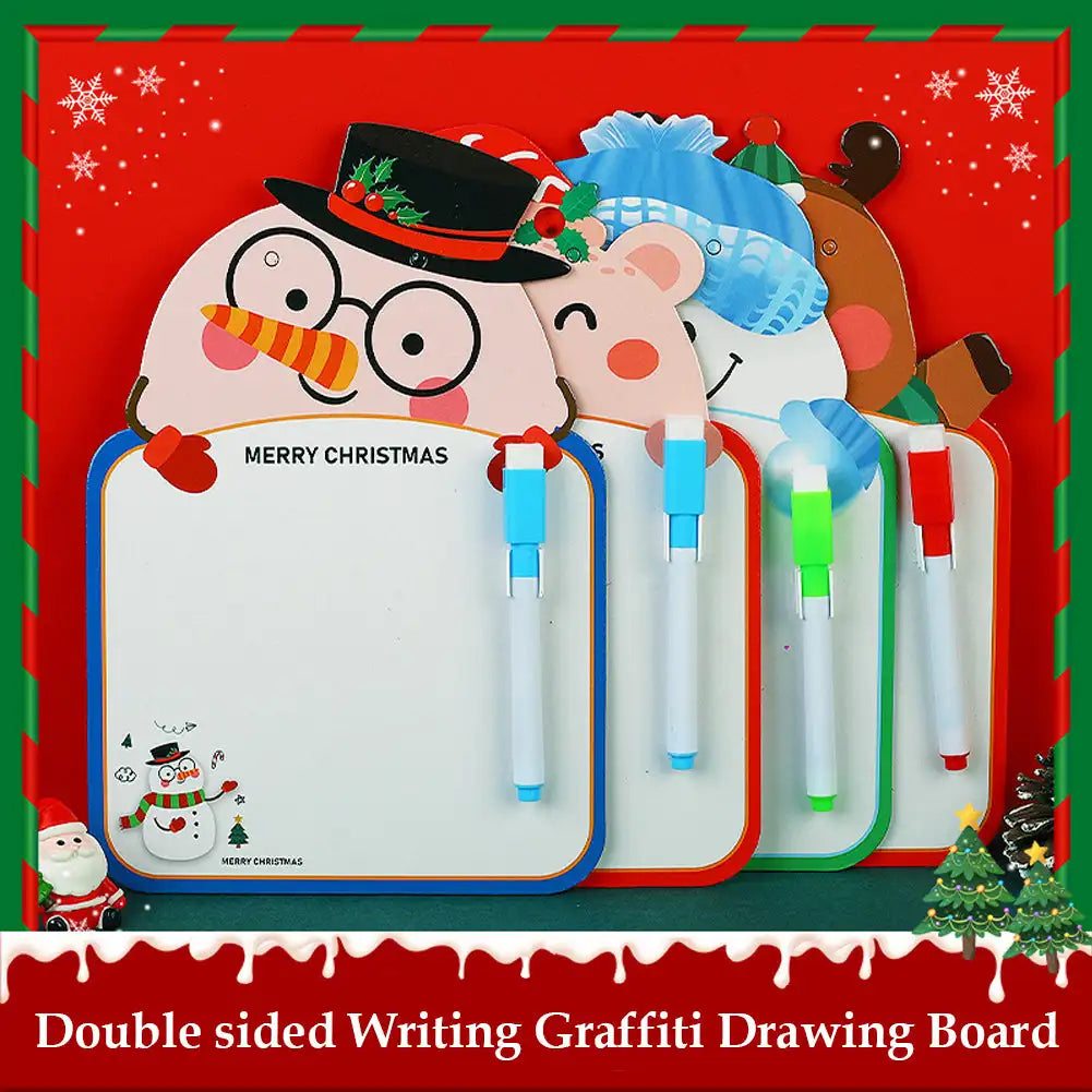 Chirstmas Kids Double-sided Whiteboard Cartoon Animal Two-sided Reusable Whiteboard Children's Drawing Graffiti Cardboard Oasis Select