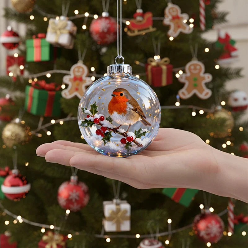 Hummingbird Christmas Ball Ornament | 3D Clear Plastic Tree Decor