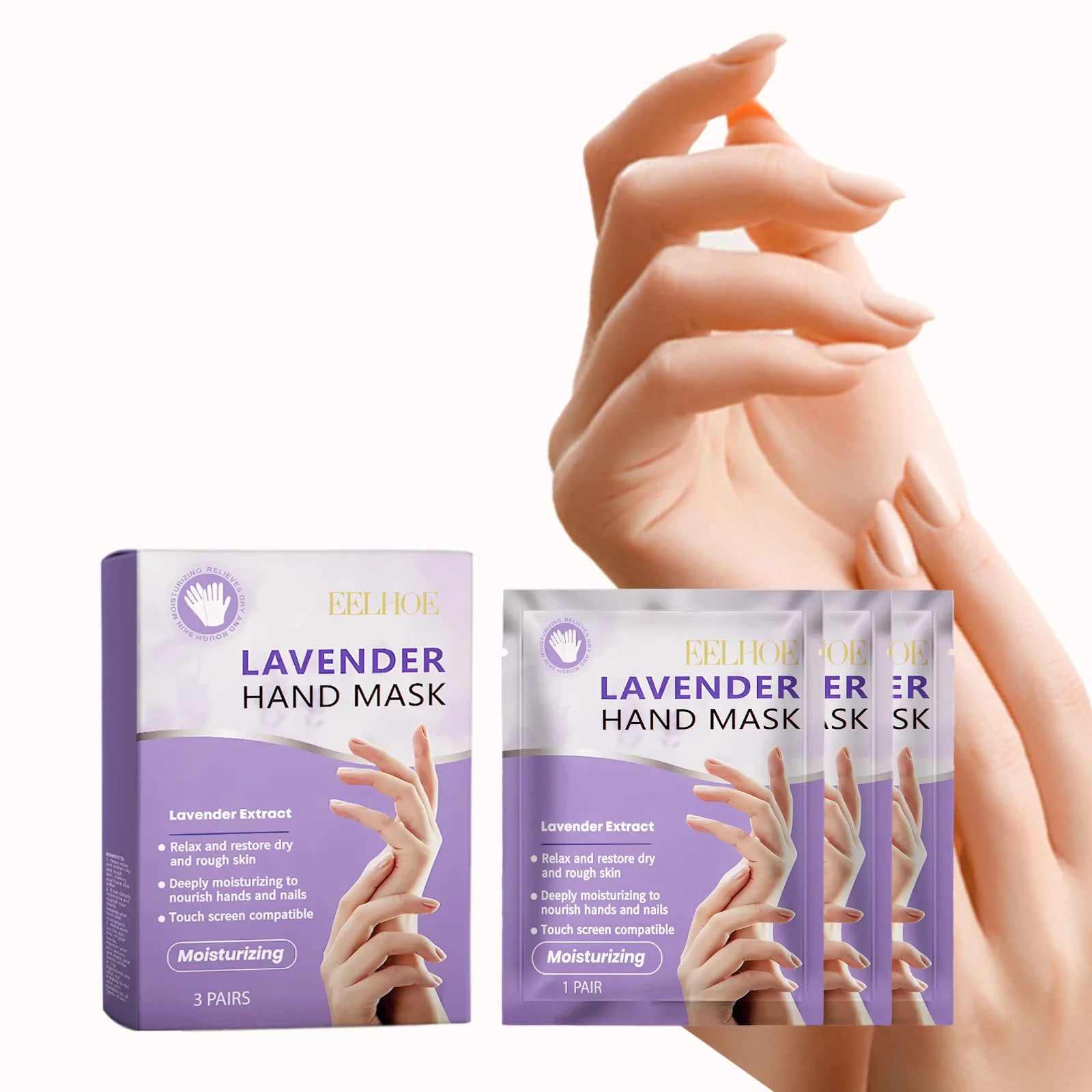 EELHOE Lavender Niacinamide Hand Mask – Moisturizing 3 Pairs Hand Mask Oasis Select