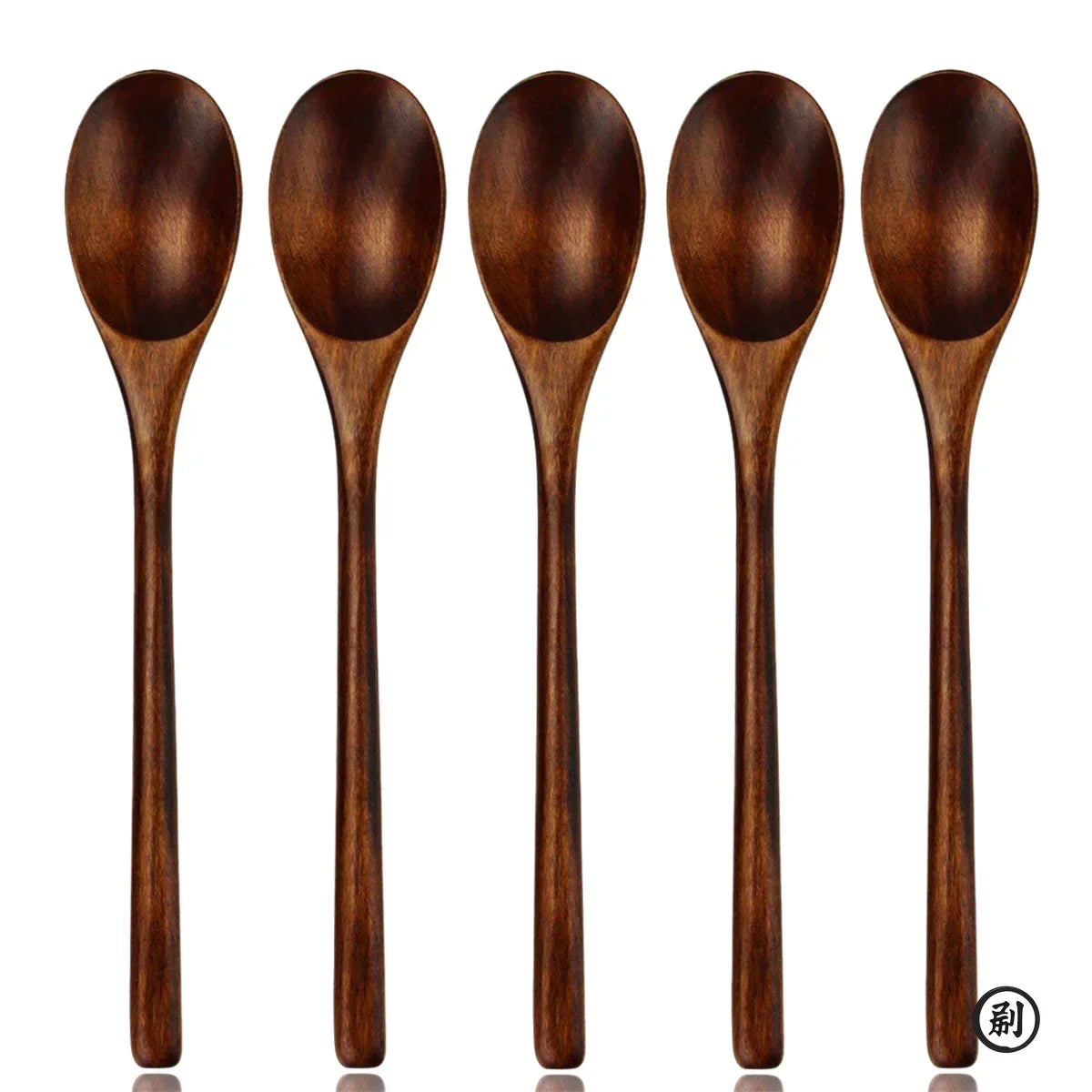 5 Pieces Wooden Spoon Soup Spoon and Fork Tableware Natural Ellipse Ladle Spoon Set Eco Friendly Products Spoons for Cooking Oasis Select 5PCS Spoon