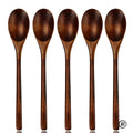 5 Pieces Wooden Spoon Soup Spoon and Fork Tableware Natural Ellipse Ladle Spoon Set Eco Friendly Products Spoons for Cooking Oasis Select 5PCS Spoon