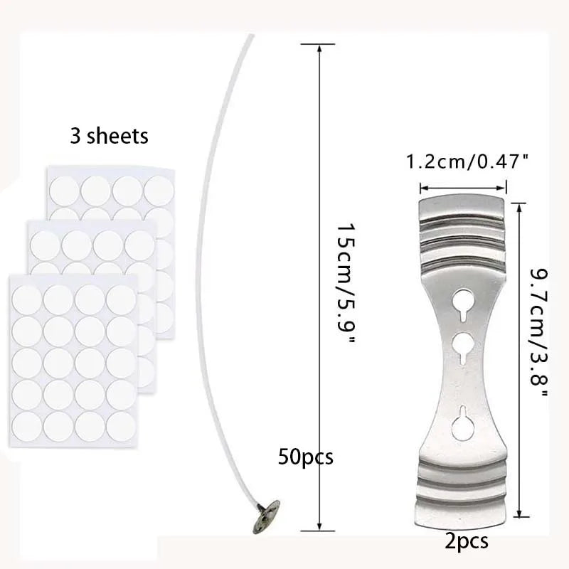 Candle Wicks for Making Candles 50 Pcs  Pre-Waxed with Metal Tabs Includes Stainless 2pcs Wick Holder, for Home DIY Candles