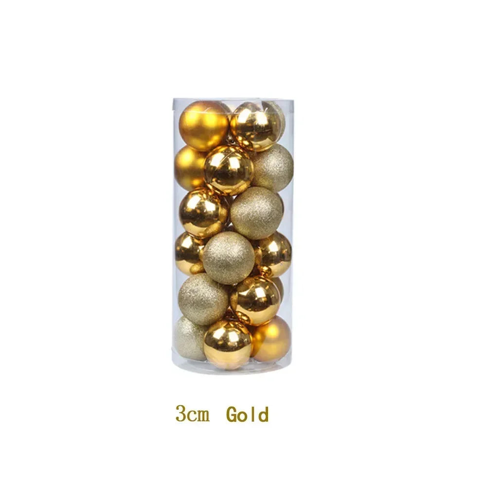 3cm Christmas Tree 24pcs Ball Baubles Plastic Props Xmas Birthday Decorations Glitter Hanging Holiday Matte Ornaments Wedding Oasis Select Gold China Mainland