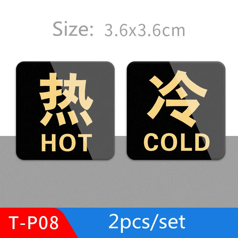 Hot and Cold Signs Round Universal Easy to Use Sticker Self-adhesion Water Signs Label for Kitchen Bathroom Faucets Sink Oasis Select T-P08