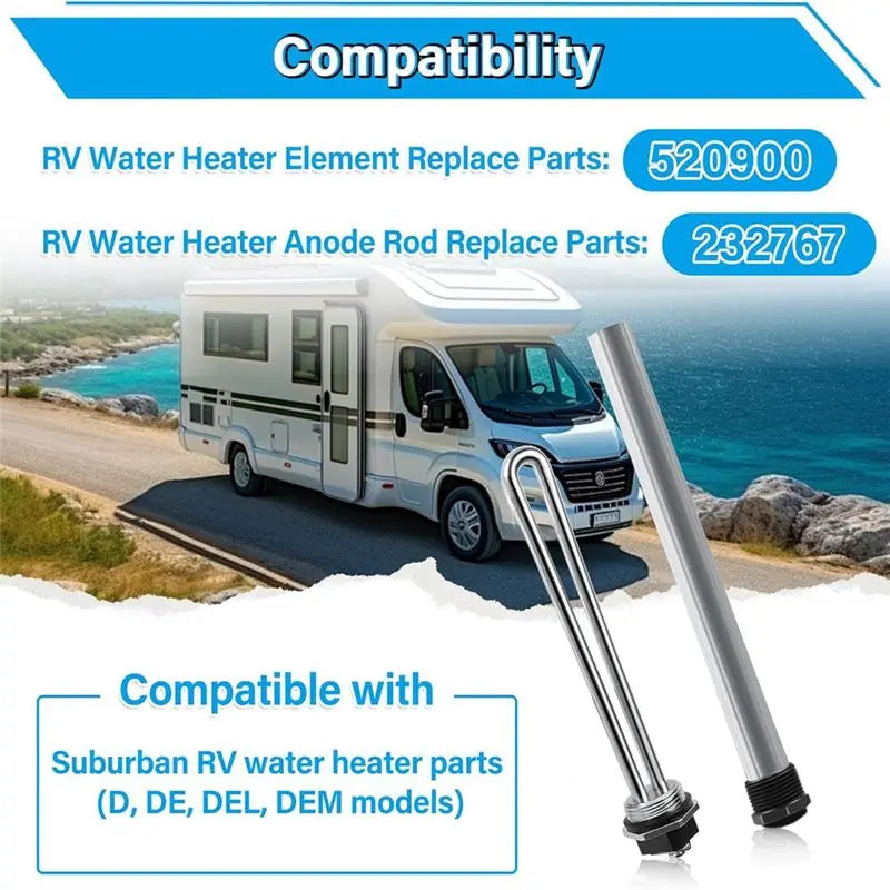 LIKE WISH RV Water Heater Elements Kit RV Water Heater Anode Rod For Suburban Water Heater Electric Heating For RV And C Oasis Select