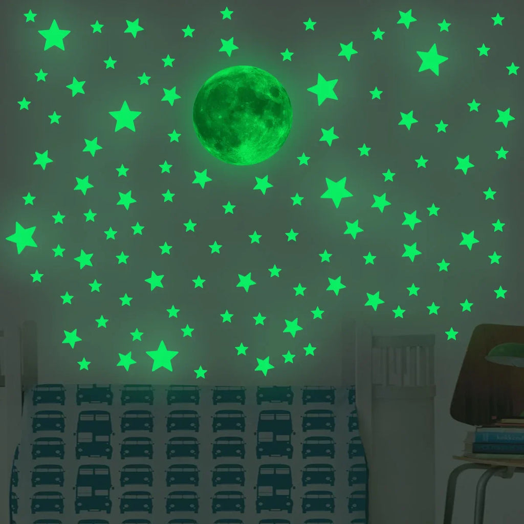 Luminous Moon Stars Wall Stickers for Kids room Bedroom Decor Glow in the dark Earth Wall Decals Noctilucent Stickers Home Decor Oasis Select