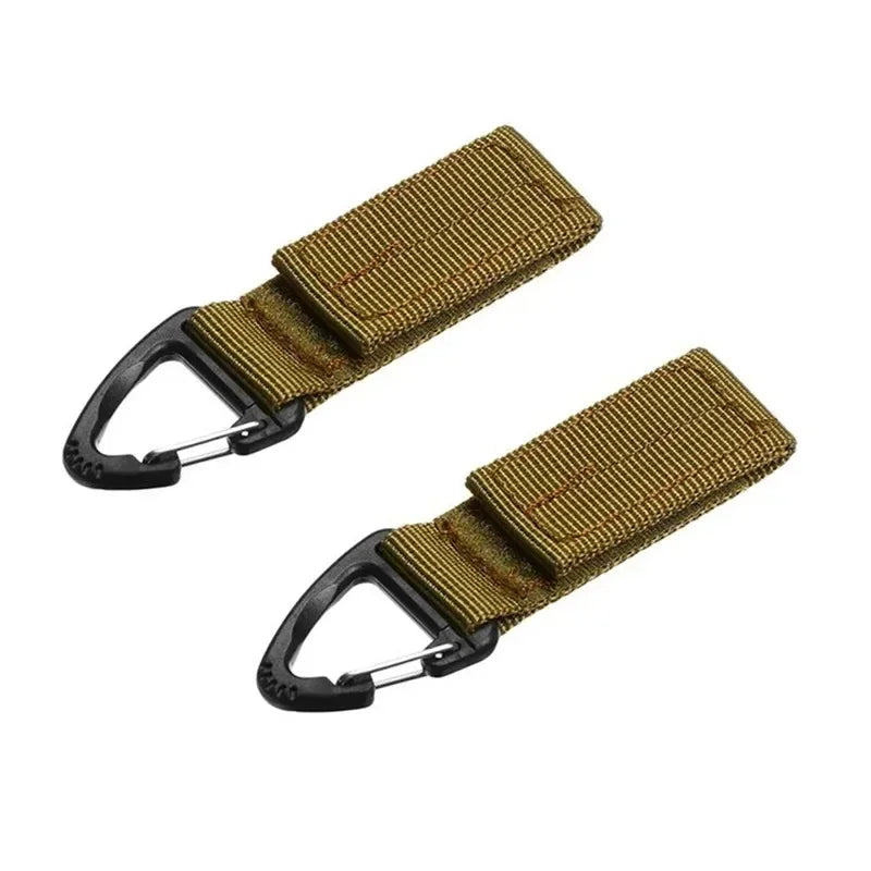 2/4Pcs Tactical Hanging Key Hook Clip Clamp Buckle Nylon Webbing Molle Belt Carabiner Outdoor Strap Climbing Accessories Oasis Select khaki 2pcs