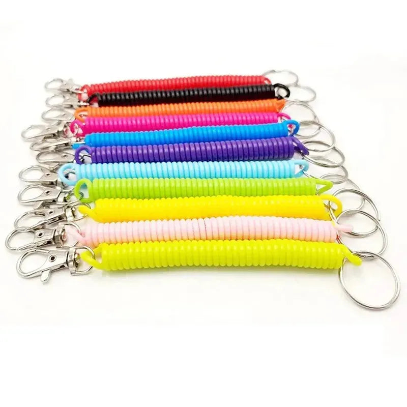 1/3pcs Elastic Wristband Spring Lanyard Key Cord Clasp Spiral Stretch Keychain Security Gear Elastic Ropes Spring Rope Key Ring Oasis Select