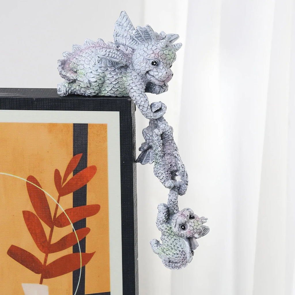 Hanging Mother & Child Climbing Dragon Resin Statue | Home Decor Decorative Figurine Oasis Select