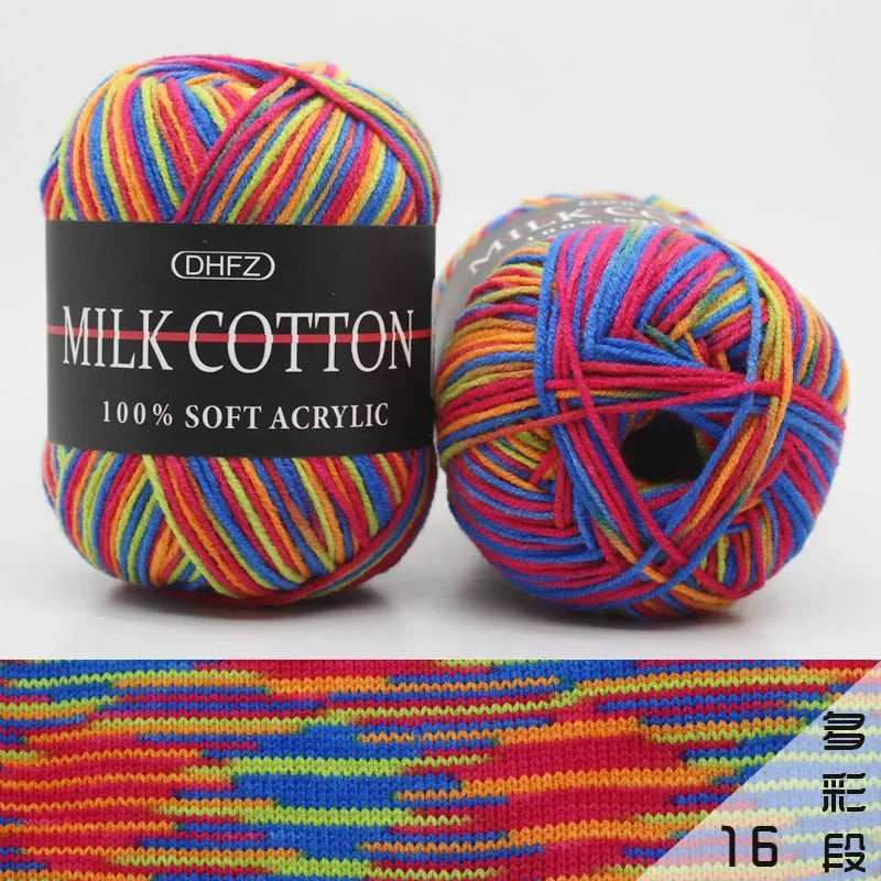 DIY Three Strands Graded Section Dyed Wool Medium Fine Cotton Thread