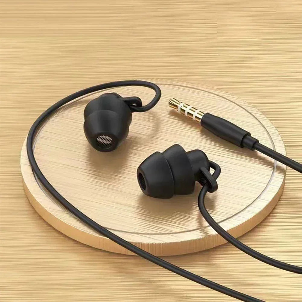 Silicone Sleep Earphones 3.5mm Wired In-Ear Headphones with Mic
