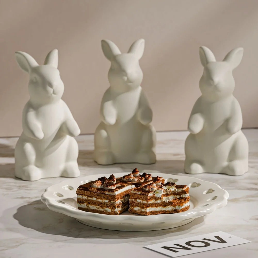3D Cute Candy Plates Easter Bunny Mold Silicone Rabbit Tray mold for Thanksgiving Holidays Party Offices Home Room Desk Desktop Oasis Select