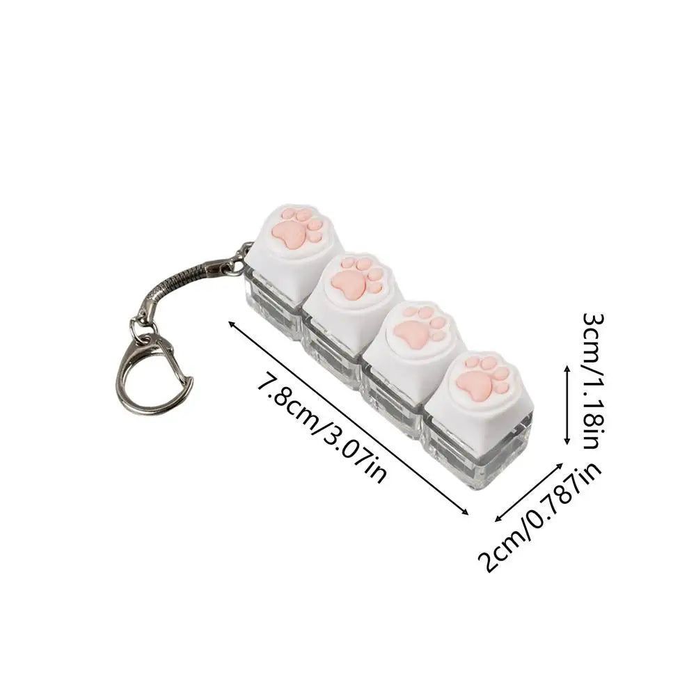 LED Keyboard Keychain Fidget Toys Crystal Clicker Sensory Toy for Stress Relief Keyboard Keychain Fidget Gadget for Adults Kids Oasis Select White